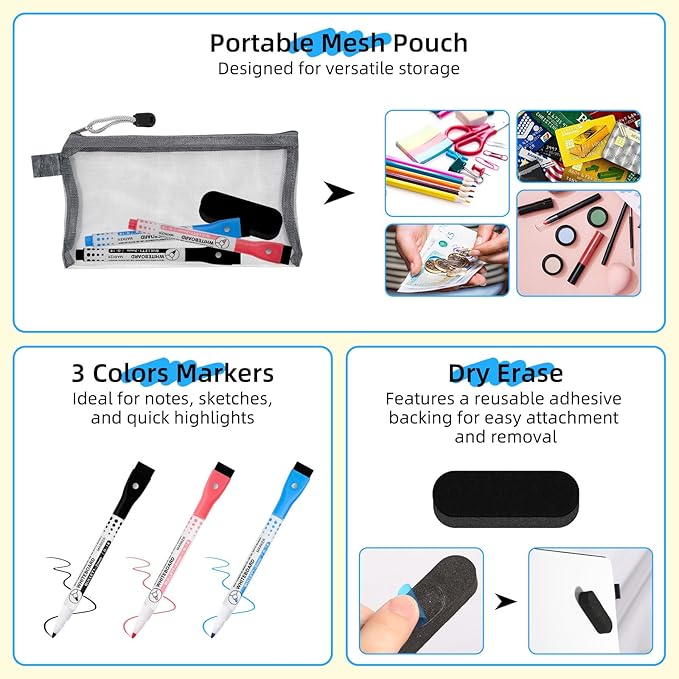 AGM Portable White Board Dry Erase Notebook, 12" x 9" Double Sided Folding Whiteboards with 3 Pens, Small Travel Dry Erase Board Skin-Friendly Material for Study, Meeting, Planning, Tuscan