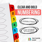 Binder Dividers with Tabs 1-20 Numbered – A4 (5 Pack) | Dividers for 3 Ring Binder | Numbered Tab Dividers for Office, School & Home Organization - The Paper Shop