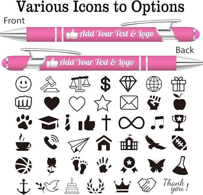 Personalized Pens Bulk, Custom Pens Design Text, Logo,Perfect for Corporate, Parties and Events,Customized Engraving Pen Gift with Stylus Tip, Black Ink