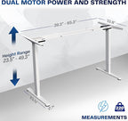 VIVO Electric Dual Motor Stand Up Desk Frame for 40 to 85 inch Table Tops, Frame Only, 3 Stage Height Adjustable DIY Workstation with Memory Controller, White, DESK-V103EW