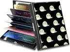 BWEGRHE Slim Credit Card Holder, Cute Dinosaurs RFID Blocking Metal Wallet for Men & Women, Aluminum Minimalist Hard Case Pocket-Sized Business Cards Organizer (Fits Up to 10 Cards)