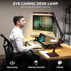 SKYLEO LED Desk Lamp with Slim Base - Adjustable Swing Arm Desk Light, Dimmable, Timer, Eye Protection, Memory Function, 1300LM, 12W, Red
