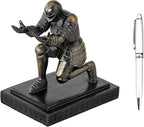 Amoysanli Executive Knight Pen Holder Decorative Resin Pen Holders For Desk Organizer Cool Ornament Gift For Office and Home (Iron)