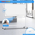 maxtek Rolling Whiteboard,72"x36" White Board with Stands Movable Dry Erase Board on Wheels, Large Double Sided Standing Whiteboard for Office School Classroom Presentation Supplies
