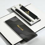 MCNTEIK Matte Black Forest Fountain Pen, Exquisite Vertical Grooving Design, 18K Gilded Nib (Fine), Fancy Pen Gift Set for Men & Women, Professional, Business Signature, Office, Nice Designer Pens