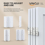 VINGLI 70'' H Room Divider, Non-Woven Fabric Privacy Screen, Indoor Partition Wall Dividers, Freestanding Hinged Space Separator with Modern Unique Pattern (White, 4 Panel)