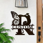Personalized Custom Letter Name metal Signs,Custom Black Letter Monogram Wall Art Decor,Metal Signs Plaques Outdoor wall Decorative Signage (R)