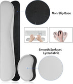 Bloss Leather Desk Pad and Keyboard Wrist Rest, Large Mouse Pad + Keyboard Pad+Mouse Wrist Support, Non-Slip Desk Mat Protector for Office, Home(35.4×15.7 Inches, Light Grey)