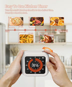 MeesMeek Digital Visual Timer - Max 11H 59M Rechargeable Countdown Timer with VA Display, Clear Digits, Adjustable Volume and Brightness, Magnetic Digital Timer for Kitchen, Classroom, Office (White)