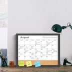 Dry Erase Calendar for Wall, 17x13 Inches Calendar Whiteboard for Wall, Small Magnetic White Board Corkboard with Wood Framed, Hanging Dry Erase Board for Kitchen Home Office School Planner