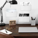 Colarr 12 Pcs Expandable Pocket Wall File Set Plastic Wall Mountable Space Saving Files Office Wall Organizer Wall Mount File Holder Wall Hanging File Organizer for Mail Letter Magazine (White)