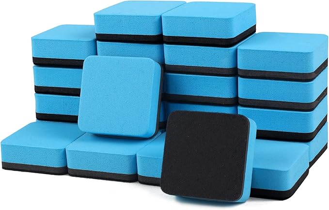 24 Pack Magnetic Whiteboard Dry Erase Erasers Chalkboard Cleansers for Classroom, Home and Office (Sky Blue)