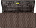 PATIOEASY 180GAL Deck Box -Grey,Wheeled Footlocker,Waterproof Resin Storage Bin for Patio Cushions
