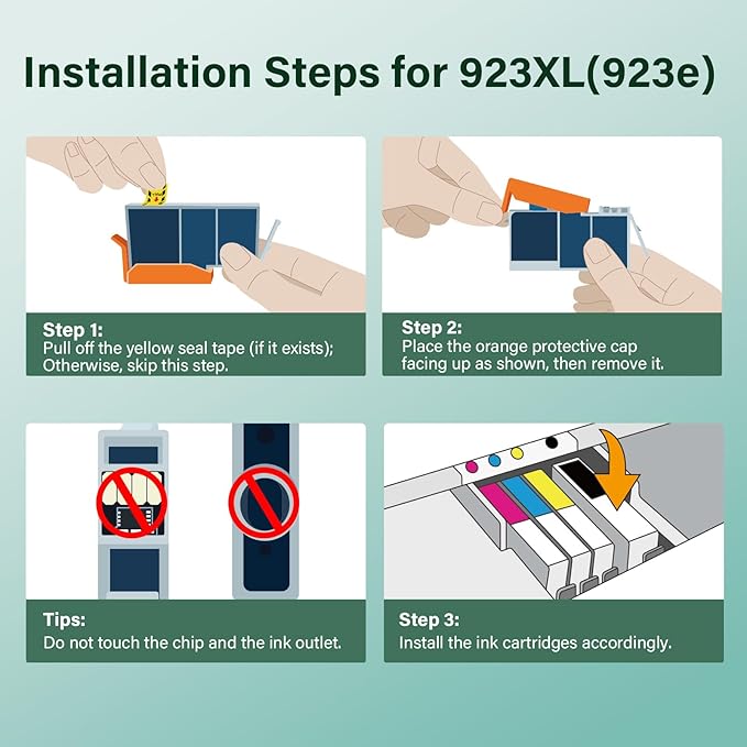923 Ink Cartridges Combo Pack: Replacement for HP 923e 923XL 923 Ink Cartridges for Printers OfficeJet Pro 8120 8130 8122 8124 8125 8132 8134 8135 8138 8139 (4 Pack Black Cyan Yellow Magenta)