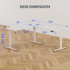 FLEXISPOT L Shaped Standing Desk, 71 x 63 Inch Electric Height Adjustable Corner Desk, Sit Stand Computer Workstation, Preset Controller, Home Office, White Frame with White Top, White Drawer