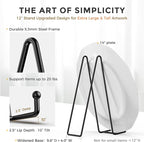TR-LIFE 3 Pack 12 Inch Plate Stands for Display - Large, Metal Picture Frame Holder Stand + Easels for Decorative Platter, Book, Plaque, Photo, Table Top Art