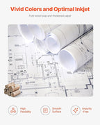 VEVOR Wide Format Paper, 24 in x 150 ft Plotter Roll, 2 Rolls CAD Bond Rolls with 2 in Core, 20 LB Bond Paper Rolls, Ideal for CAD Drawings, Engineering Plans, GIS Maps, and Architectural Designs