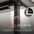 Huuger Dual Motor Electric Standing Desk Frame, Sit Stand up Desk Leg for 47.2” to 86.6” Desktop, Computer Desk Leg with Cable Tray, 3 Memory Height Presets, 2 Hooks, Black Frame Only