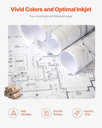 VEVOR Wide Format Paper, 24 in x 150 ft Plotter Roll, 20 Rolls CAD Bond Rolls with 2 in Core, 20 LB Bond Paper Rolls, Ideal for CAD Drawings, Engineering Plans, GIS Maps, and Architectural Designs