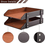 XNONE Leather Desk Organizer,2-Tier Stackable Letter Tray Holder,Office Supplies Desktop Storage Box for Document,Stationery,Magazines,Newspapers,Letters and Other Home Office Paper Sundries,Coffee