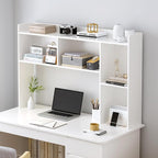 OSCHF Wooden Desktop Hutch Bookshelf - Free Standing Desk Storage Shelf with Top Edge for Computer Desk, Desktop Bookcase for Dorm, Home or Office, Countertop Organizer, White, 53.2"