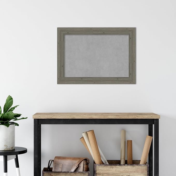 Amanti Art Grey Framed Magnetic Board 21x29 Medium Vision Board for use with Magnets, 100% Metal Sheet to Display Items as Office Decor or for Home Organization in mudroom, Kitchen or Kids Room