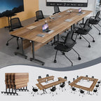 Folding Conference Table 4ft 5ft, Foldable Office Meeting Desk for 6 People, Multiple Sizes Colors Mobile Conference Room Table for Training Room School Business Furniture (6, White Walnut, 47in)
