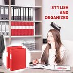 Henoyso 36 Pcs 3 Ring Binder 0.5 Inch Round Fits Letter Size 8.5'' x 11'' Paper Plastic Flexible Binder Bulk Holds 140 Sheets with 1 Pockets Versatile Organizer for Home Office School (Red)
