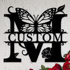 Personalized Custom Letter Name metal Signs,Custom Black Letter Monogram Wall Art Decor,Metal Signs Plaques Outdoor wall Decorative Signage (M)