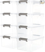 Citylife 17 QT Plastic Storage Bins with Latching Lids Stackable Storage Containers for Organizing Large Clear Storage Box for Garage, Closet, Kitchen, 8 Packs