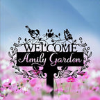 Custom Metal Garden Sign | Customized Butterfly Bird Garden Name Sign | Personalized Garden Signs | Metal Yard Sign Stakes | Personalized Metal Signs for Outdoors | Metal Signs Customized