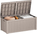 Decksplore 180 Gallon Outdoor Storage Box Waterproof Lockable Resin Deck Box Large, Patio Storage Bin for Pool Accessories Cushion Furniture, Garden Tools, UV-Resistant Outside Delivery Grey