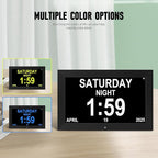 Memwake Digital Alarm Clock, Multiple Alarm Functions, Clock with Date and Day, Digital Alarm and Electronic Calendar for Seniors (White, 7 inch) (10-inch Black WiFi)
