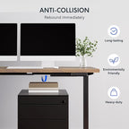 FLEXISPOT L Shaped Standing Desk, 63 x 55 Inch Electric Height Adjustable Corner Desk, Sit Stand Computer Workstation, Preset Controller, Home Office, Black Frame with Rustic Brown Top, Black Drawer