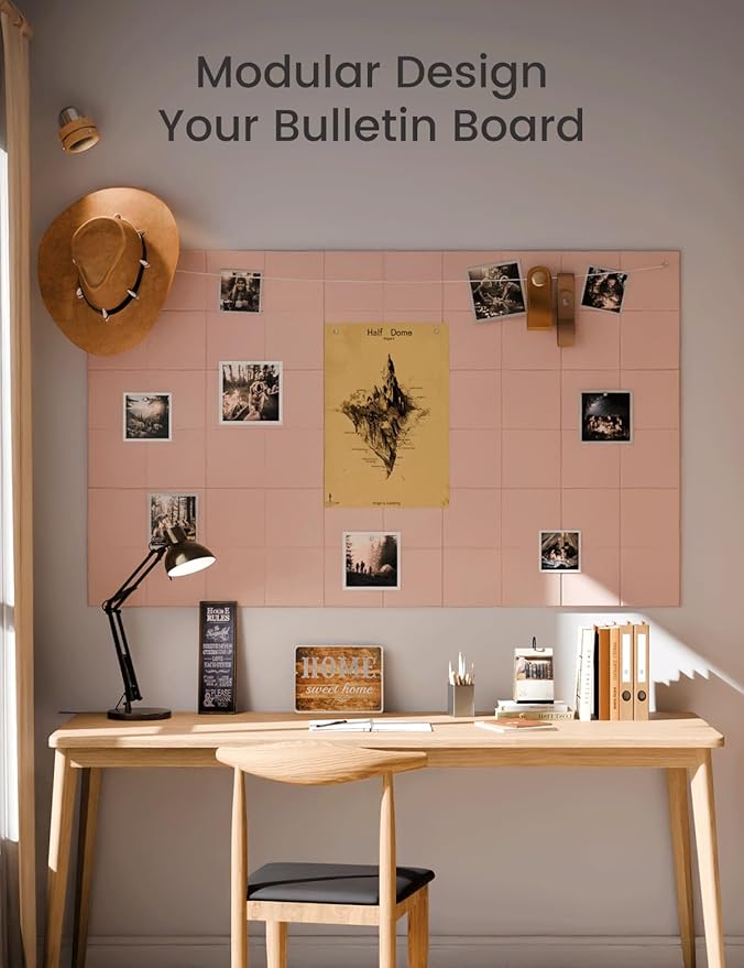 Fluxynara Large Felt Bulletin Board 48" x 36" Cork Board Alternative-12 Pack with 70 Safe Removable Adhesive Tabs, Cork Boards for Walls Cork Board for Home Office Classroom Pin Board-Coral