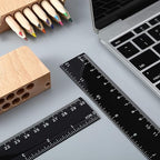 50 Pack Black Plastic Ruler, 12 Inch Standard/Metric Rulers Straight Ruler Measuring Tool for Student School Office (Black)