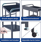 Fannova Printer Stand with Storage Shelf for Home Office Organization, 22 x 18 Inch Large Printer Table with Wheels, Shredder Stand, CPU Stand, Rolling Cart for Host Computer, PC Tower, Desktop- Black