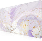 iCasso Desk Cover Mat, Extra Large Lotus Mouse Pad, Desk Pad Mat,Office Matt for Desktop Protector, Anti-Slip XXL Big Mousepad with Stitched Edges for Laptop Computer Keyboard(Purple Lotus Leaf)