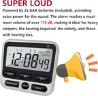 Digital Dual Kitchen Timer with Strong Magnet,24-Hour Countdown & Stopwatch,Loud Alarm,12/24 Hour Clock Switch,Calendar,Visual Indicator Light,Mute Option,3 Placement Options (Batteries Included)
