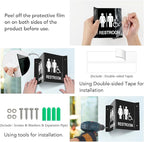 Faittoo Restroom Sign, Bathroom Signs, (4 Pack) 6 x 8 Inches Acrylic Sign, for Office or Business Bathroom and Toilet Door or Wall Decor, Indoor Outdoor Use, Black (Men and women with Handicap)