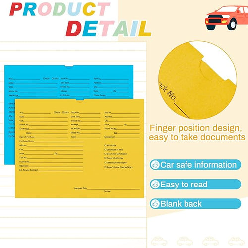 120 Pcs 9 x 12 In Vehicle Dealer Jackets for Car Sales 32lb Colored Printed Deal Envelopes Dealership Supplies File Jackets Automotive Folders for Car Dealerships(Colorful)