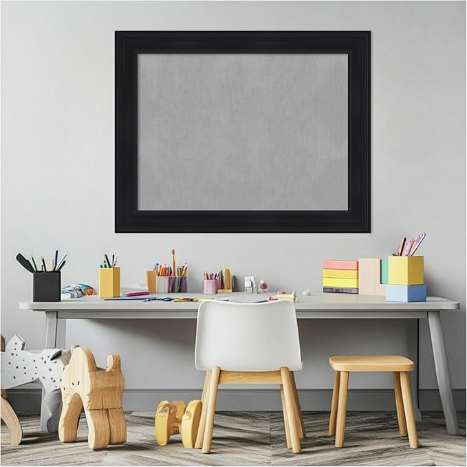 Amanti Art Black Framed Magnetic Board 23x29 Medium Vision Board for use with Magnets, 100% Metal Sheet to Display Items as Office Decor or for Home Organization in mudroom, Kitchen or Kids Room
