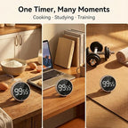Rechargeable Magnetic Kitchen Timer,LED Countdown/Up Timer, Supports USB-C Charging,with Loud Alarm,3 Preset Quick Times(5/15/25m),Perfect for Kitchen Cooking, Studying, and Fitness (Brown)