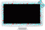 Kingshion 24-inch Cute Lace Fabric Monitor Cover with Elastic Pen Pocket & Bow-knot Design, Dust Protector for Computer/TV/LCD Screens - Blue