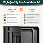 Silverware Organizer Large, Magnetic Connected Expandable 13 Slots Silverware Drawer Organizer From 21 to 37.4 Inches, Adjustable Flatware and Cutlery Holder, Bamboo Utensil Tray for Kitchen Black