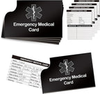 4 Pack Emergency Medical Information Id Card Red Medical Condition and Emergency Contact Id Wallet Card Medical Alert Wallet Card Pocket Size Medication List and Medical Cards for Caretakers (Black)