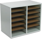 Safco Literature Organizer, 12 Compartments, Office and Classroom Mailbox with Adjustable Shelves, Wood Paper and Mail Sorter, Gray