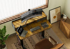 Claiks Standing Desk with Drawers, Adjustable Stand Up Electric Small Standing Desk Adjustable Height with Storage Shelf and Splice Board, 40 Inch, Rustic Brown