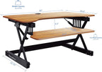 Rocelco 40" Large Height Adjustable Standing Desk Converter with Anti Fatigue Mat BUNDLE - Quick Sit Stand Up Computer Workstation Riser - Retractable Keyboard Tray - Black (R DADRT-40-MAFM)