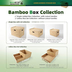 BAMOTTO Lidded Bamboo Storage Bins & Box/Cube/Basket, Home Kitchen and Office Storage Boxes with Handles & Stackable for Organizer Tableware, Clothing, Toys, Office Shelf Books, 10.2”x7.3”x6.5”